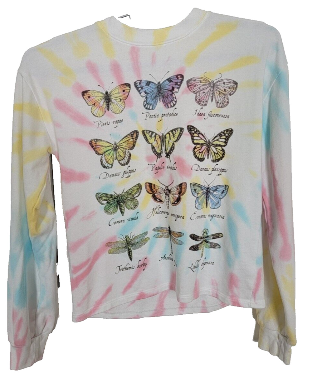 Freeze Girl's Tie Dye Butterflies Moths Dragonfly Graphic Sweatshirt Size XS